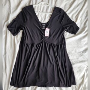 Torrid Black Gathered Babydoll Top